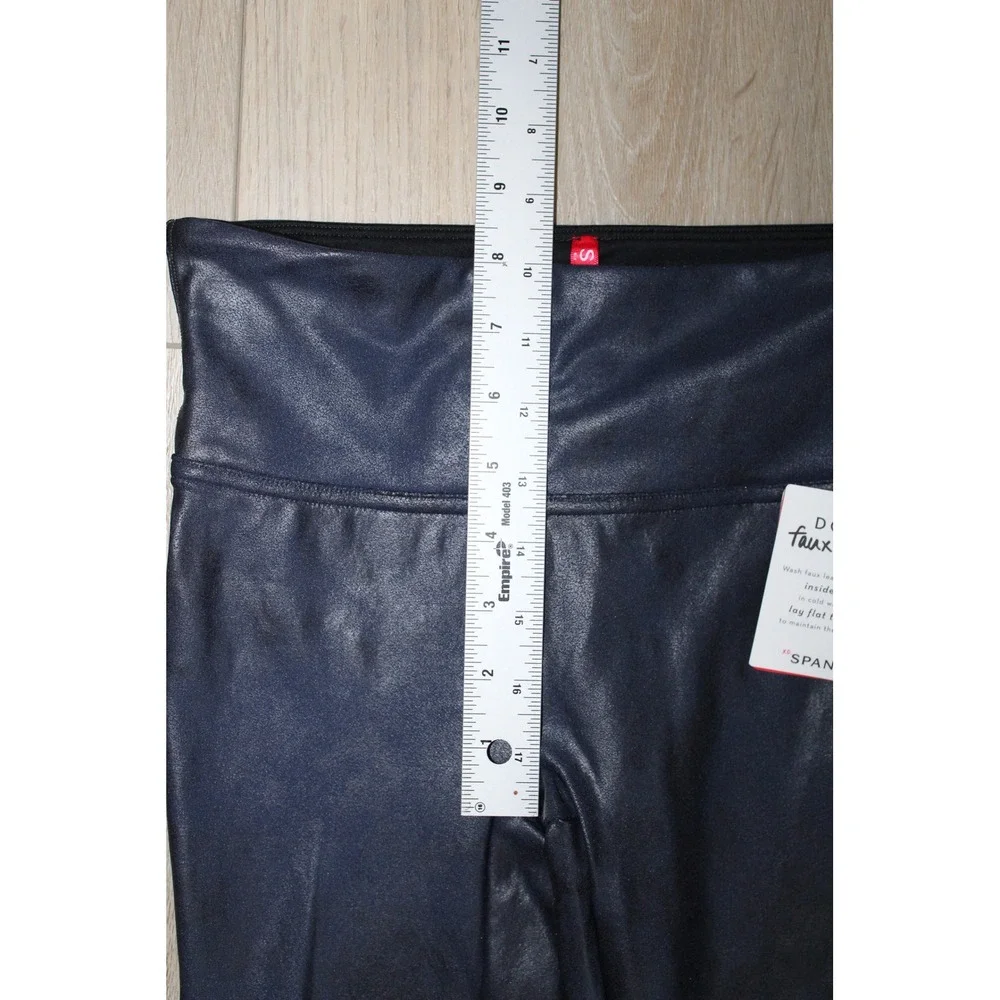 Spanx Faux Leather Leggings Womens XS Night Navy High Rise Shapewear 2437 NWT